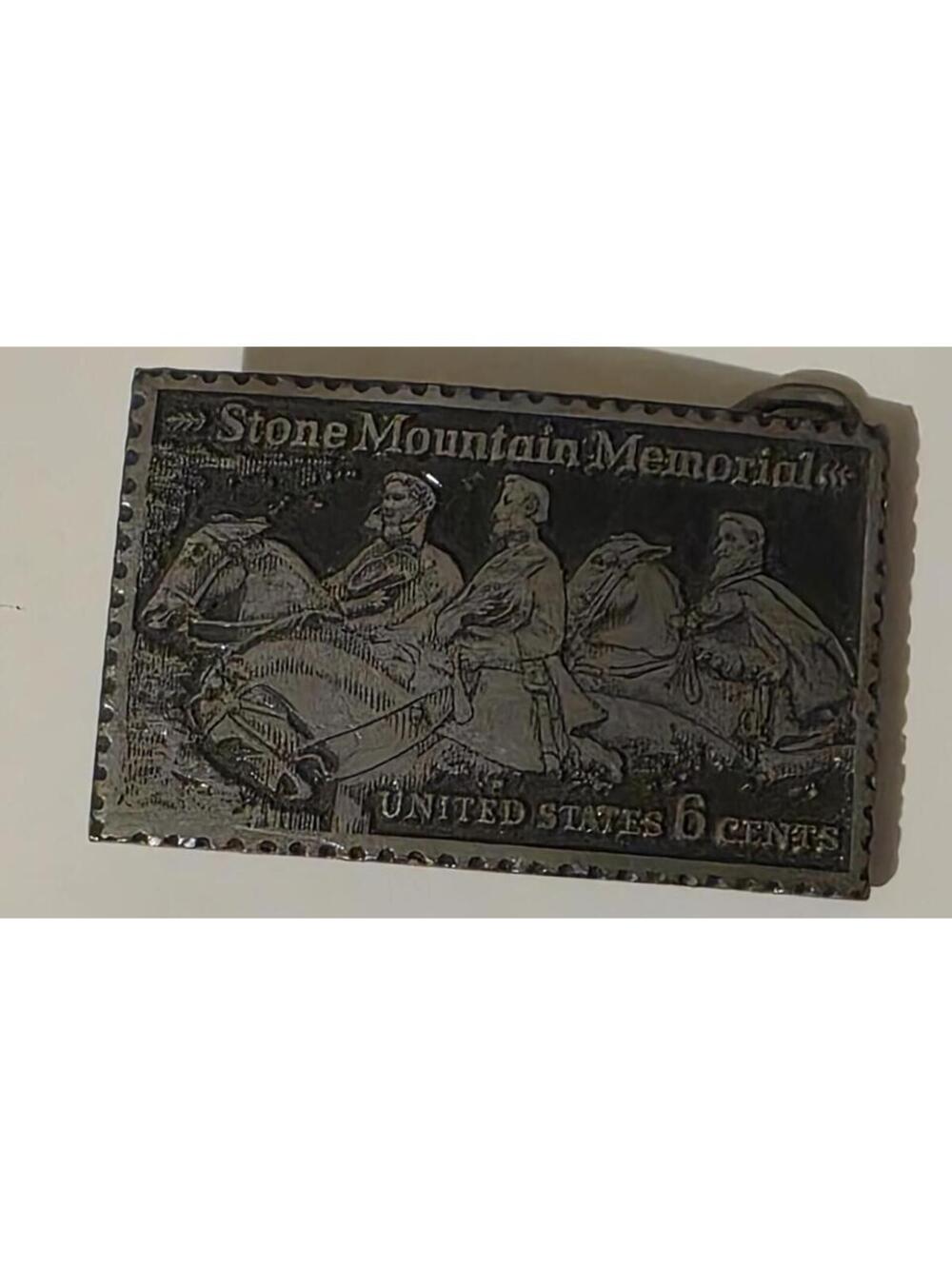 Vintage Stone Mountain Memorial Stamp United States 6 Cents Belt Buckle